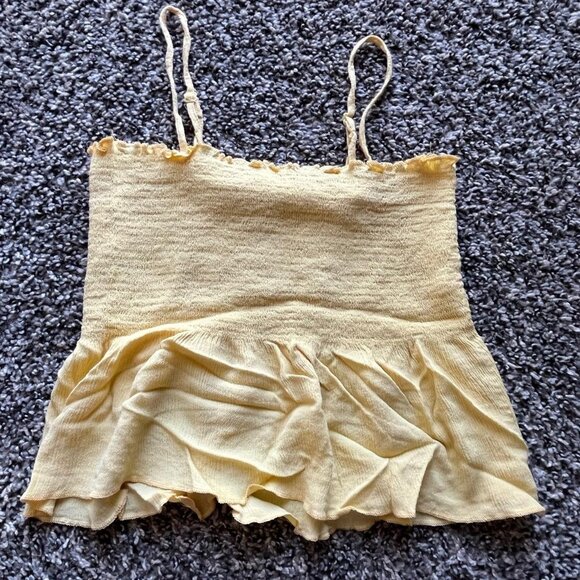 Yellow Ruffled Tube Top LA Hearts crop top - Picture 1 of 5